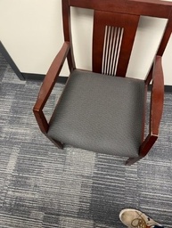 [#B8-35] Wood and Grey Guest Chair