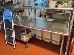 [#C20-188] Rolling Metal Table, 90" x 42" x 52"