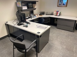 [#E7-10] U-Shaped Desk w/ 1 Filing Cabinet