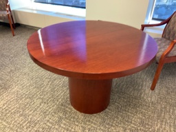 [#C7-26] Conference Table, 42"R, Contemporary, Wood Veneer, Cylinder Base
Matches Executive Desking Groups