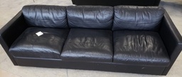 [#B6-5] Black Leather 3-Seat Sofa (83x32x25)
