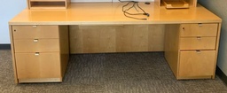 [#E4-184] Executive Desk -  36x90 Double Pedestal Desk - BBF Left &amp; Right  - Light Maple