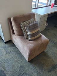 [#B12-383] Brown Suede Lounge Chair