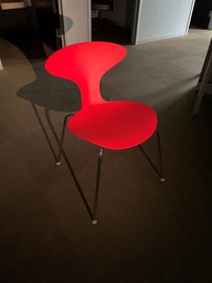 [#B4-10] Red Stacking Chair with Metal Legs