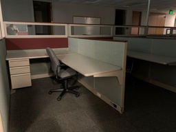 [#A4-73] Green Panel - Wood Trim - 3-Drawer Ped.