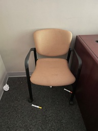 [#B8-83] Guest Chair - Light Brown - Upholstered With Arms - Rolling