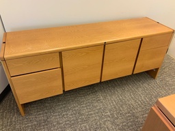 [#E7-GP35 Pic # (83)] Executive "U" Group -  36x90 Single Pedestal Desk - BBF w/ Freestanding Hutch, Tackboards, Task light, Surface Storage Tower Desk, Center Drawer, Credenza w/ Double Lateral File &amp; BBF, Left Hand - Light Maple