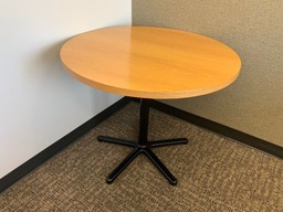 [#C5-GP33 Pic # (205)] Conference Table, 36"R, Contemorary, Wood Top, Black Star Leg Base