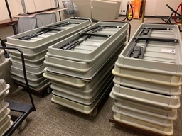 [#C8-GP33 Pic # (45)] Folding Table, C-Legs, Grey Plastic Top, Black Frame, 24x60