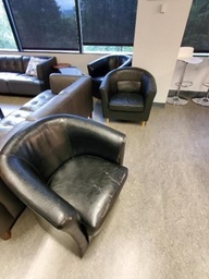 [#B12-29] Black Leather Lounge Chairs