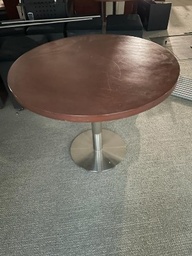 [#C5-2] Brown Round Table - Metal Base