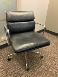 [#B5-117] Chair, Conference - Leather, Mid-Back, Chrome Loop Arms, Chrome Base
