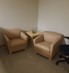 [#B12-3] Cream Leather Chairs