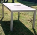 [#C1-24] Table, metal, brown and white | Mesa, metal, marrón y blanco.